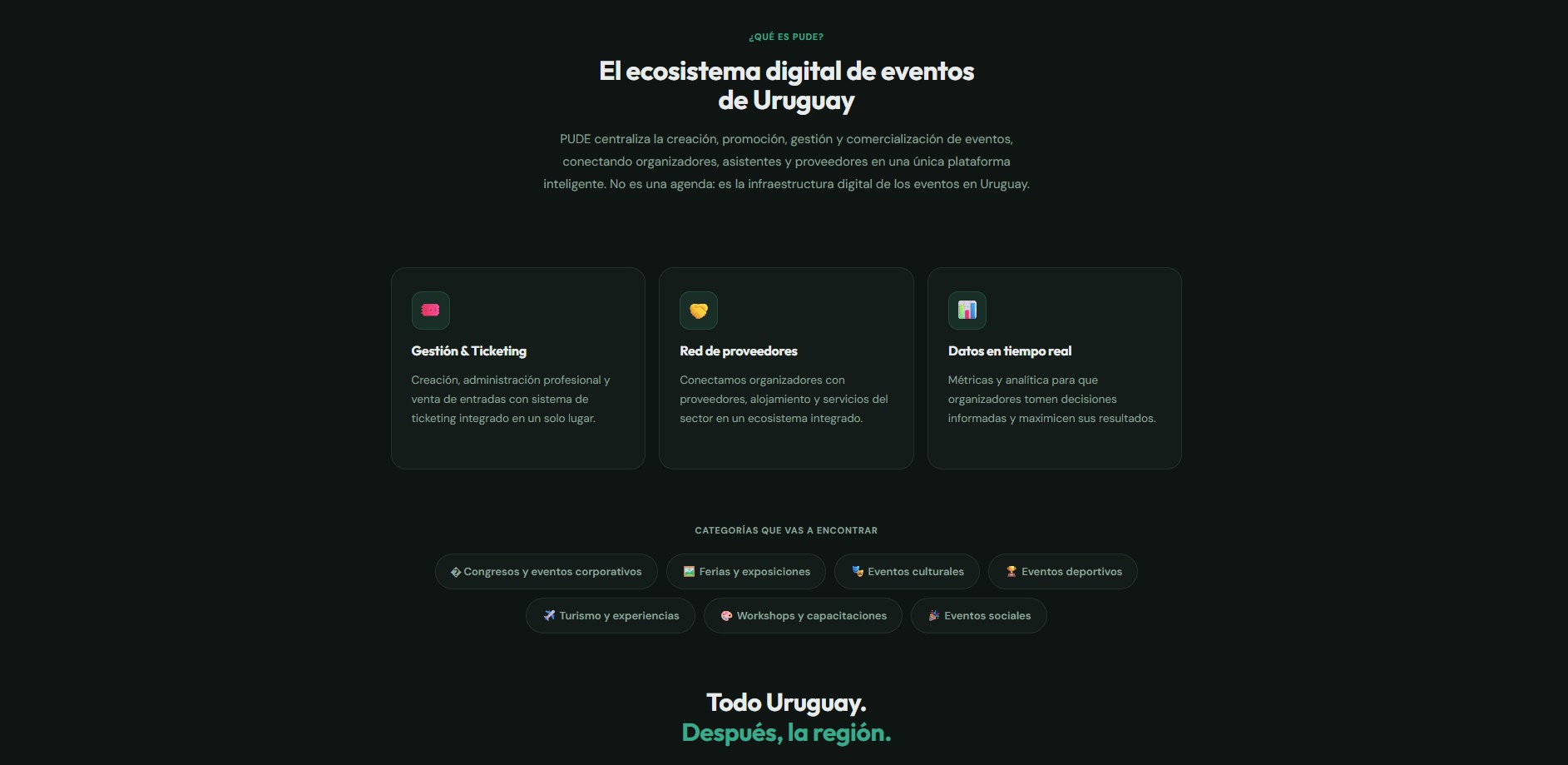 PÃ¡gina principal de PUDE â€” listado de eventos