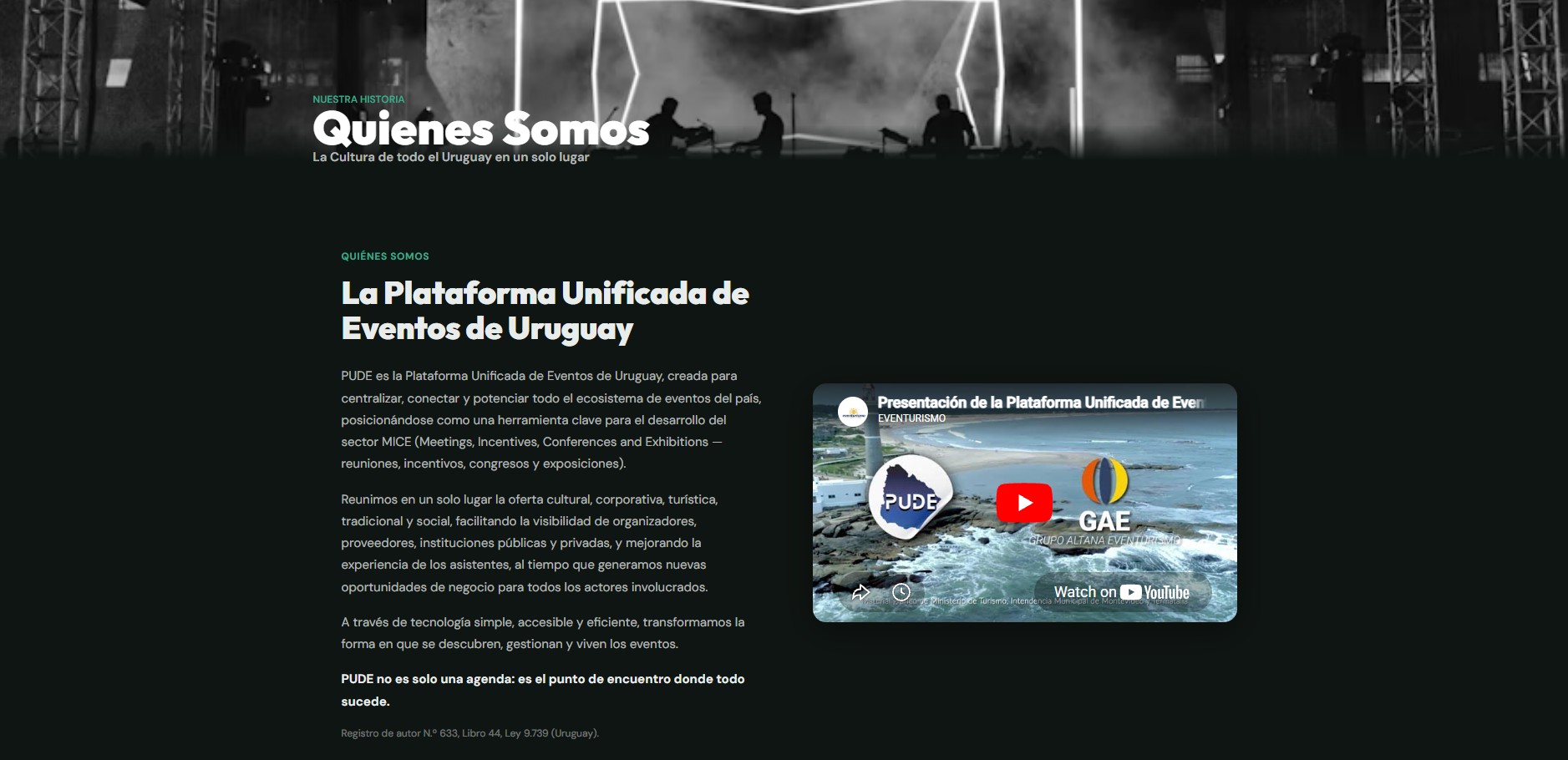 Detalle de evento individual en PUDE